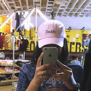 Urban Outfitters baby pink “Daddy” Hat